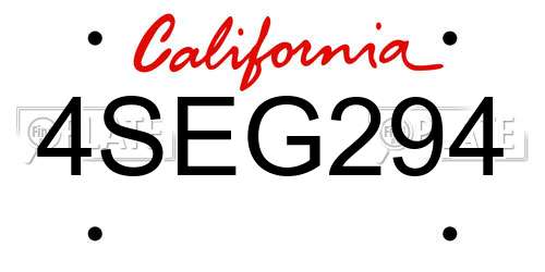 4SEG294 California License Plate