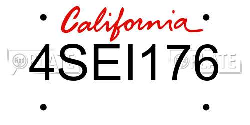 4SEI176 California License Plate