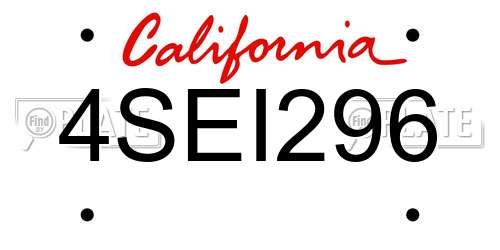 4SEI296 California License Plate