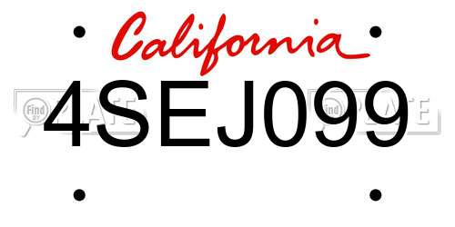 4SEJ099 California License Plate