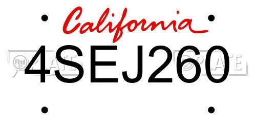 4SEJ260 California License Plate