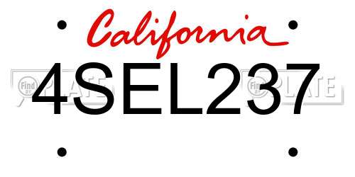 4SEL237 California License Plate