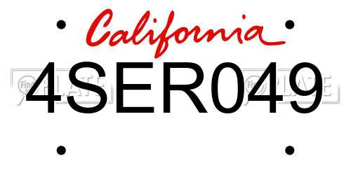 4SER049 California License Plate