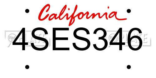 4SES346 California License Plate