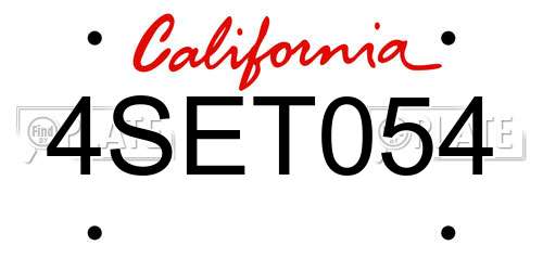 4SET054 California License Plate