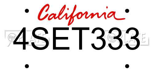 4SET333 California License Plate