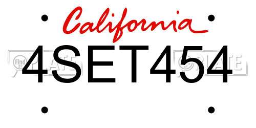 4SET454 California License Plate