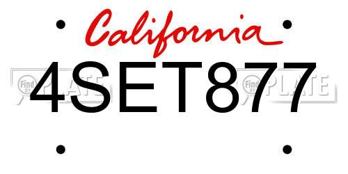 4SET877 California License Plate