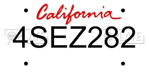 4SEZ282 California License Plate