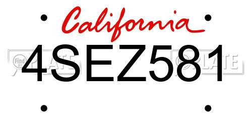 4SEZ581 California License Plate