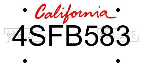 4SFB583 California License Plate