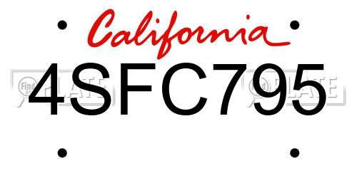 4SFC795 California License Plate