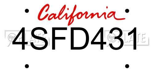 4SFD431 California License Plate