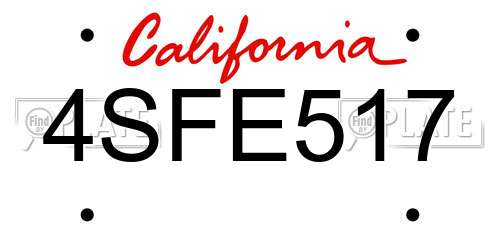 4SFE517 California License Plate