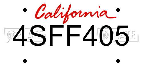 4SFF405 California License Plate