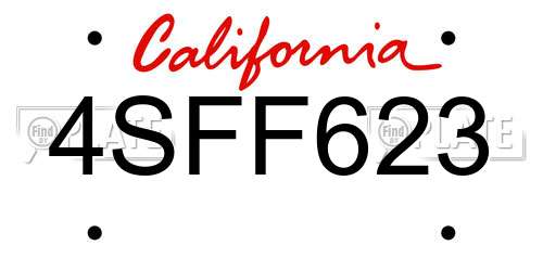 4SFF623 California License Plate