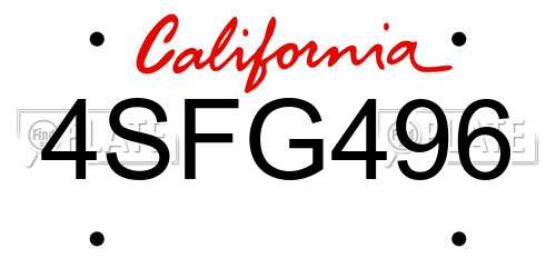 4SFG496 California License Plate
