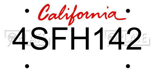 4SFH142 California License Plate