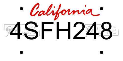 4SFH248 California License Plate