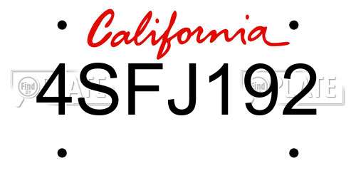 4SFJ192 California License Plate