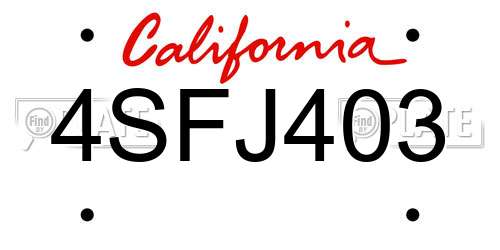 4SFJ403 California License Plate