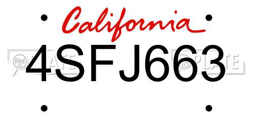 4SFJ663 California License Plate