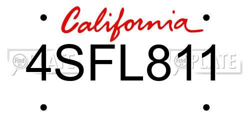 4SFL811 California License Plate