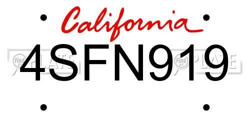 4SFN919 California License Plate