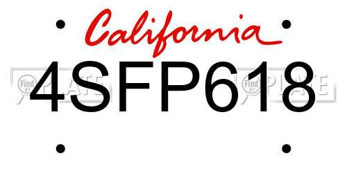 4SFP618 California License Plate