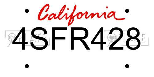 4SFR428 California License Plate