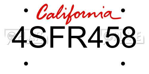 4SFR458 California License Plate
