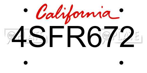 4SFR672 California License Plate