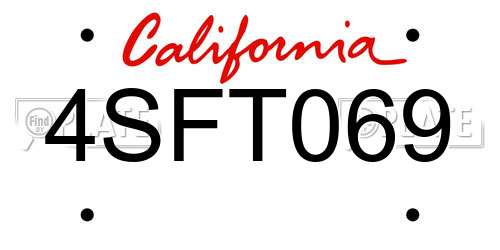 4SFT069 California License Plate