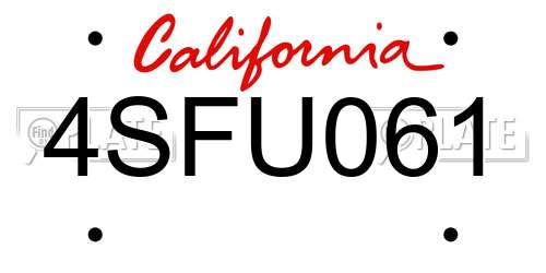 4SFU061 California License Plate