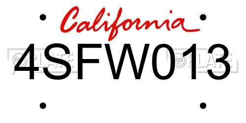 4SFW013 California License Plate