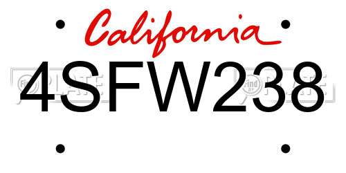 4SFW238 California License Plate