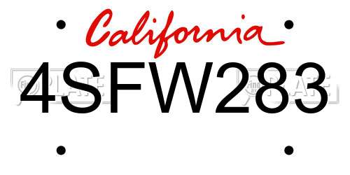 4SFW283 California License Plate