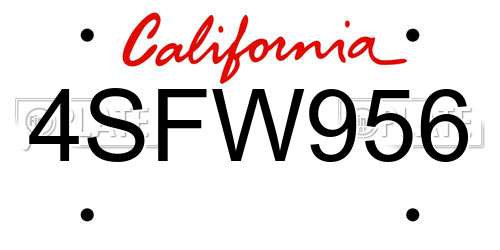 4SFW956 California License Plate