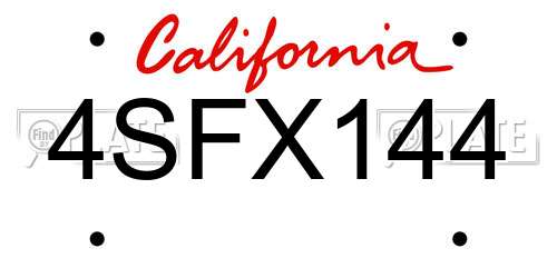4SFX144 California License Plate