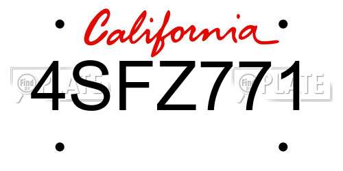 4SFZ771 California License Plate