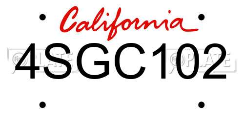 4SGC102 California License Plate