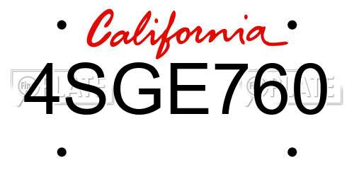 4SGE760 California License Plate