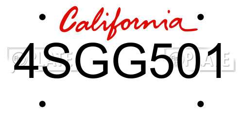 4SGG501 California License Plate