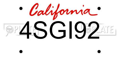 4SGI92 California License Plate