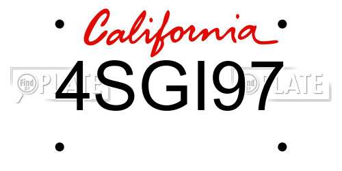 4SGI97 California License Plate