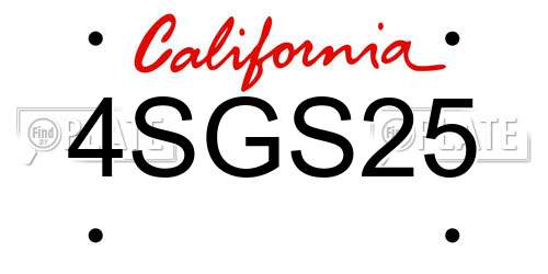 4SGS25 California License Plate