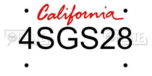 4SGS28 California License Plate
