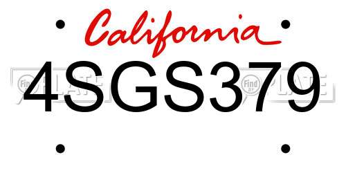 4SGS379 California License Plate