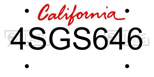 4SGS646 California License Plate
