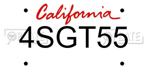 4SGT55 California License Plate
